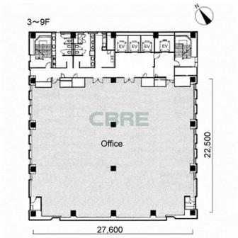 3階〜9階 平面図