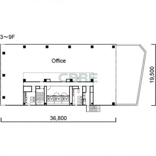 3階〜9階 平面図