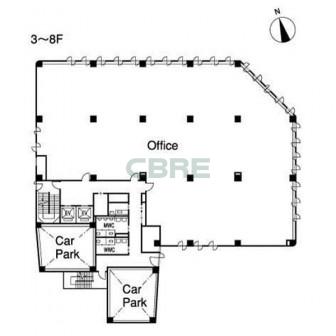 3階〜8階 平面図