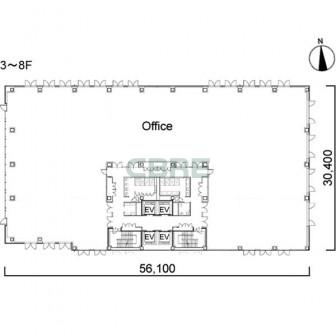 3階〜8階 平面図