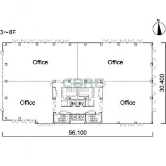 3階〜8階 平面図