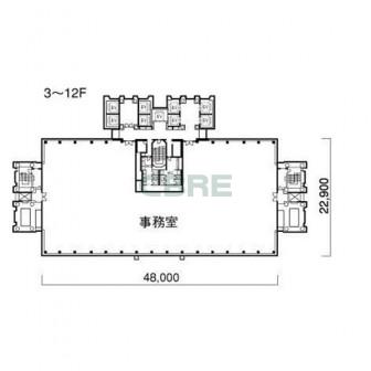 3階〜12階 平面図