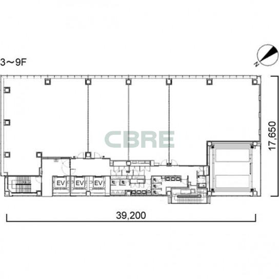 3階〜9階 平面図