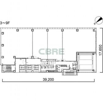 3階〜9階 平面図