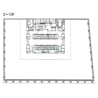 2階〜13階 平面図