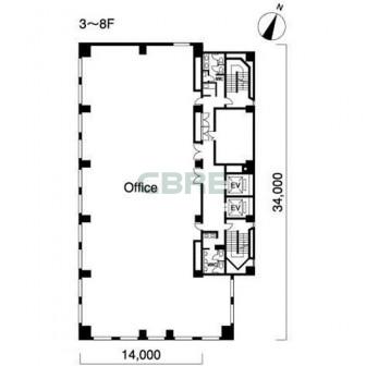 3階〜8階 平面図