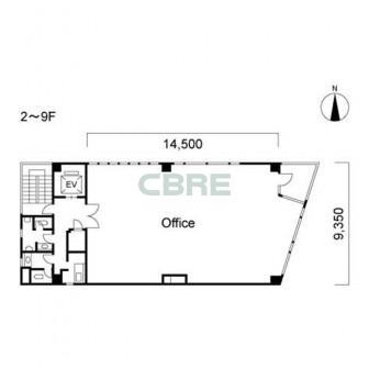 2階〜9階 平面図