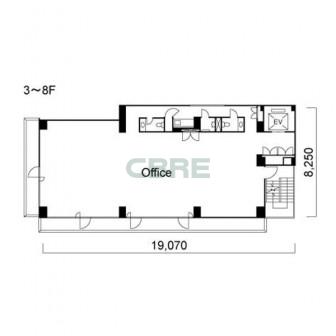 3階〜8階 平面図