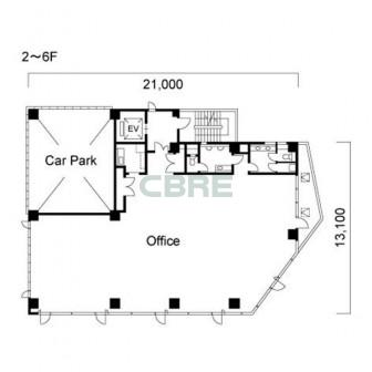 2階〜6階 平面図