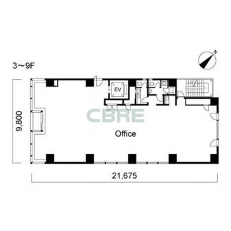 3階〜9階 平面図