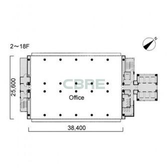 2階〜18階 平面図