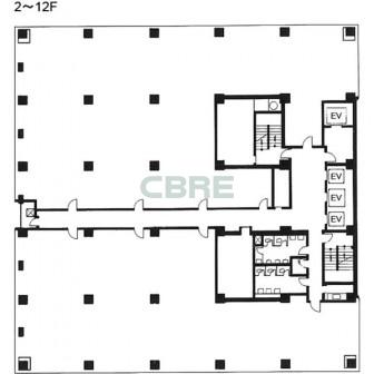 2階〜12階 平面図