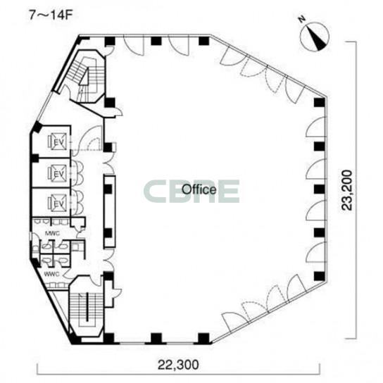 7階〜14階 平面図