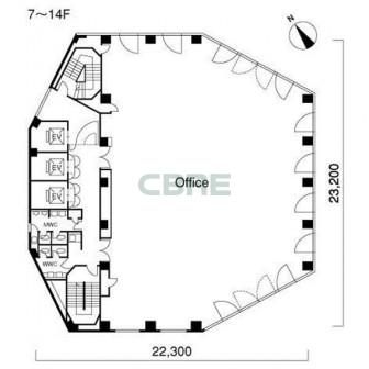 7階〜14階 平面図