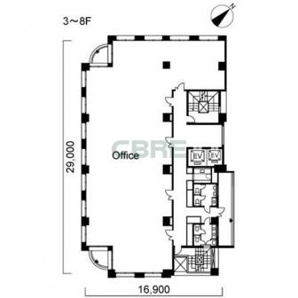 3階〜8階 平面図
