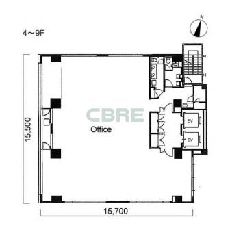 4階〜9階 平面図
