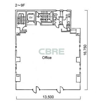 2階〜9階 平面図