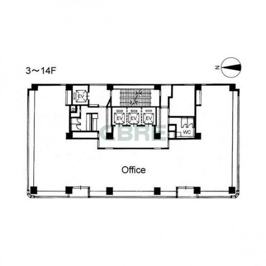 3階〜14階 平面図