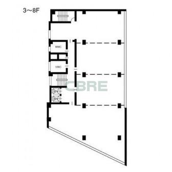 3階〜8階 平面図