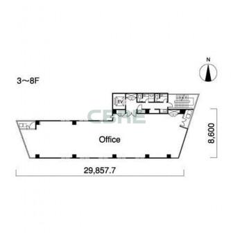 3階〜8階 平面図