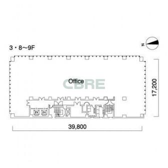 3階〜8階 平面図