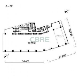 3階〜8階 平面図