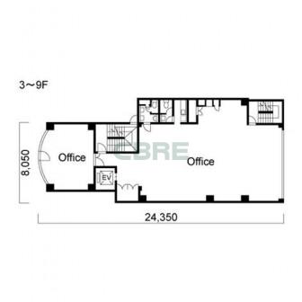 3階〜9階 平面図