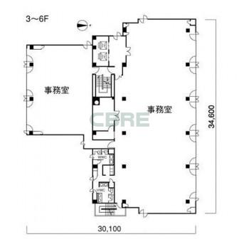 3階〜6階 平面図