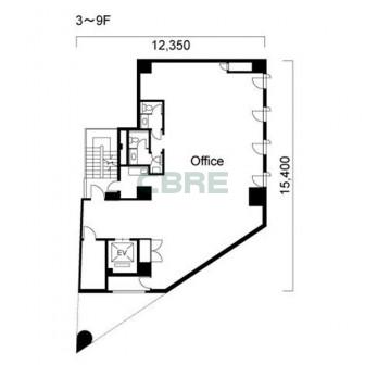 3階〜9階 平面図