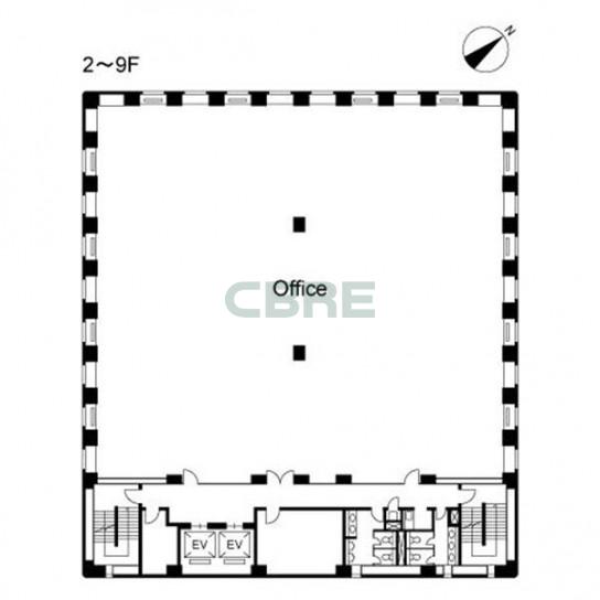 2階〜9階 平面図