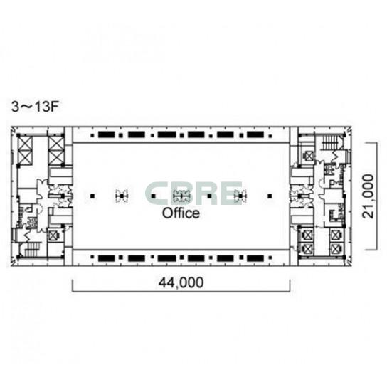 3階〜13階 平面図