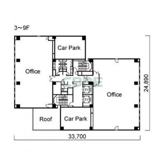 3階〜9階 平面図