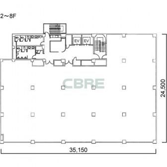 2階〜8階 平面図