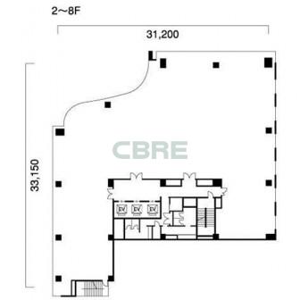 2階〜8階 平面図