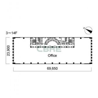 3階〜14階 平面図