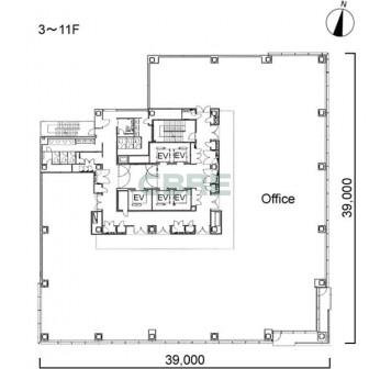 3階〜11階 平面図