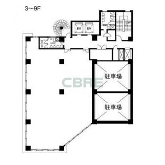 3階〜9階 平面図
