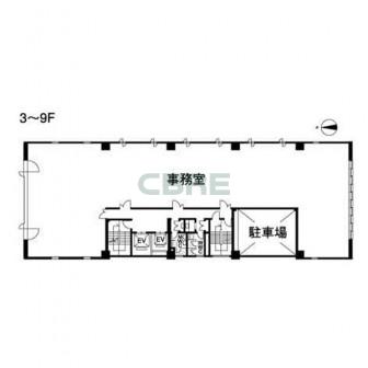 3階〜9階 平面図