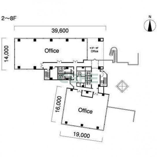 2階〜8階 平面図
