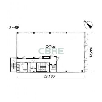 3階〜8階 平面図