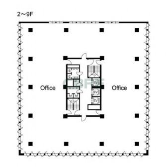 2階〜9階 平面図