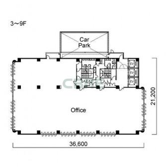 3階〜9階 平面図