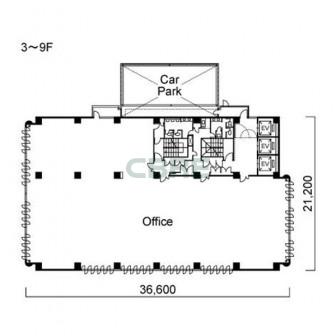 3階〜9階 平面図