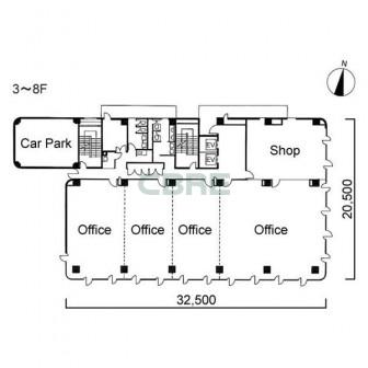 3階〜8階 平面図