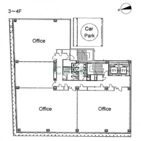 3階〜4階 平面図