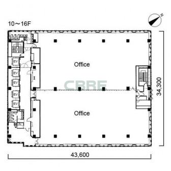 10階〜16階 平面図