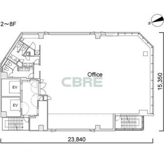 2階〜8階 平面図