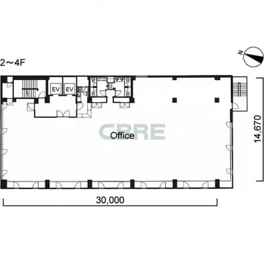 2階〜4階 平面図
