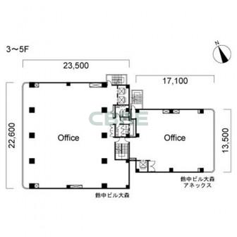 3階〜5階 平面図