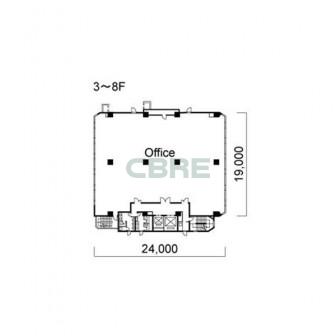 3階〜8階 平面図